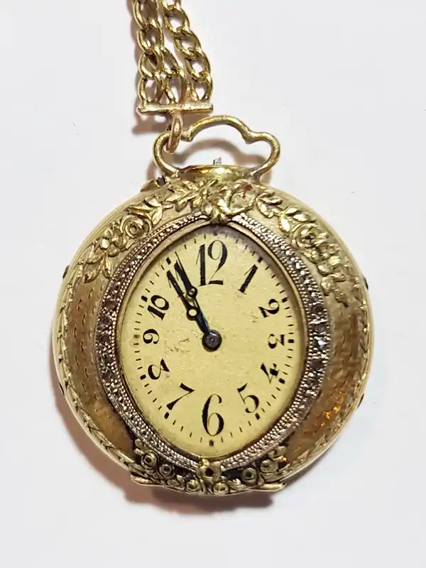 Peugeot Men's 14K Gold Plated Pocket Watch with Chain - Peugeot